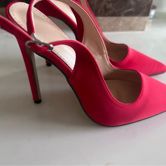 Amazon Red Pointed Toe Stiletto Slingback Heels - Picture 5 of 5